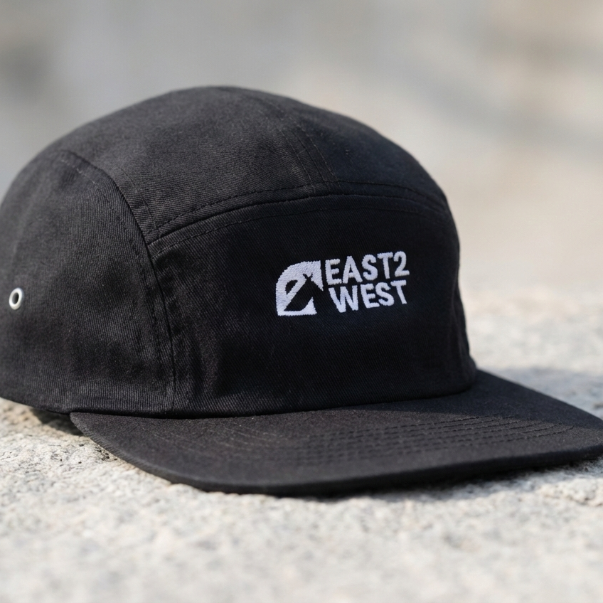 East2West Core 5 Panel Hat — Black